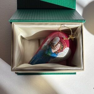 Li Bien Angel Christmas Ornament with Red and Blue Design